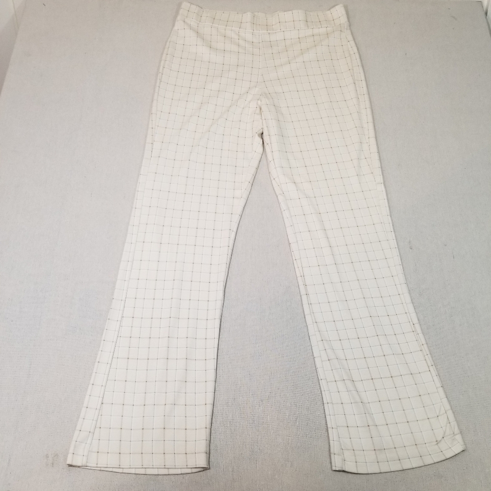 Crosby Women’s Pants Sz XL Pull On High Rise Straight Leg Beige Checker Pattern